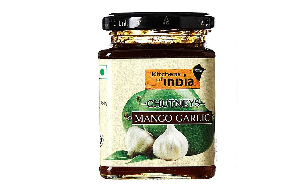 Kitchens Of India Mango Garlic Chutneys    Glass Jar  300 grams